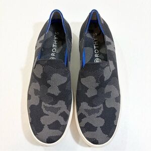Rothy's Slip On Sneakers Size 10 Black Gray Camo Print Casual Preppy Sustainable